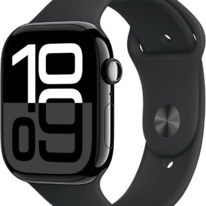 Apple Watch Series 10 GPS + Cellular 46 mm Smartwatch con cassa in alluminio e cinturino Sport Loop Nero – M/L. Fitness tracker, app ECG, display Retina always-on, Carbon Neutral