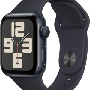 Apple Watch SE (2ª generazione, 2023) GPS 40 mm Smartwatch con cassa in alluminio color mezzanotte e Cinturino Sport mezzanotte – S/M. Fitness tracker, monitoraggio del sonno, Rilevamento incidenti