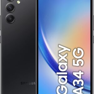 Samsung Galaxy A34 5G Smartphone Android, Display FHD+ Super AMOLED 6.6”, 6GB RAM e 128GB di memoria interna espandibile, Batteria 5.000 mAh, Awesome Graphite [Versione Italiana]