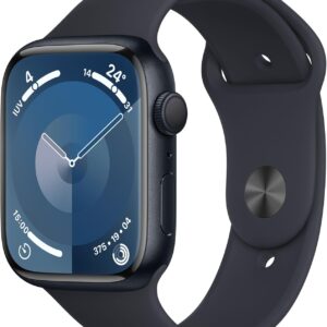 Apple Watch Series 9 GPS 45mm Smartwatch con cassa in alluminio color mezzanotte e Cinturino Sport mezzanotte – M/L. Fitness tracker, app Livelli O₂, display Retina always-on, resistente all’acqua