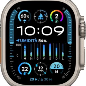 Apple Watch Ultra 2 GPS + Cellular 49mm Smartwatch con robusta cassa in titanio e Cinturino Ocean blu. Fitness tracker, GPS di precisione, tasto Azione, batteria a lunghissima durata