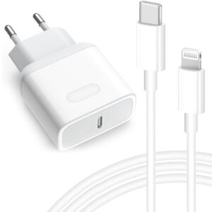 Caricatore iPhone 20W – Certificato Apple MFi – Caricabatterie Rapido USB C con Cavo Lightning 2M Alimentatore a Ricarica Rapida PD 3.0 per iPhone 13 Pro Max 13 12 SE 11 XR XS X 8 Plus iPad