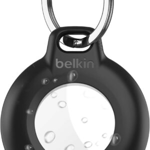 Belkin Secure Holder impermeabile con anello portachiavi per Apple AirTag, custodia protettiva per AirTag resistente e antigraffio, per collare degli animali, valigie, zaini – Nero (pacco da 1)