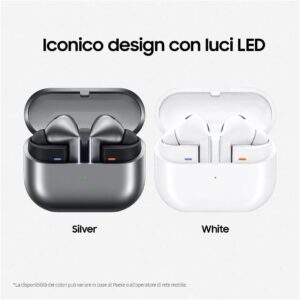 Samsung Galaxy Buds3 Pro Auricolari in-ear True Wireless, Cuffie ergonomiche con luce LED, Cancellazione attiva del rumore, Audio Hi-Fi, Batteria a lunga durata, IP57, Silver 2024 [Versione Italiana]