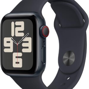 Apple Watch SE (2ª generazione, 2023) GPS + Cellular 40mm Smartwatch con cassa in alluminio color mezzanotte e Cinturino Sport mezzanotte – S/M. Fitness tracker, monitoraggio del sonno.