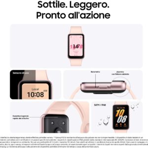 Samsung Galaxy Fit3 fitness band, batteria a lunga durata, rilevamento cadute/SOS, barometro, IP68, monitoraggio sonno, oltre 100 esercizi, gestione notifiche/musica, Pink Gold [Versione italiana]