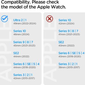 Spigen Cinturino Lite Fit Ultra Compatibile con Apple Watch Series per Apple Watch Ultra 2/1 49mm, Series 10 46mm, Series 9/8/7/6/5/4 45mm/44mm e Series 3/2/1 42mm – Navy