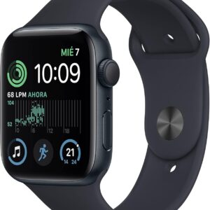 Apple Watch SE (2ª gen) (GPS, 44mm) Cassa in alluminio color mezzanotte con Cinturino Sport color mezzanotte – Regular (Ricondizionato)