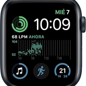 Apple Watch SE (2ª gen) (GPS, 44mm) Cassa in alluminio color mezzanotte con Cinturino Sport color mezzanotte – Regular (Ricondizionato)