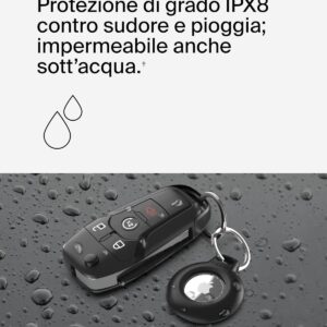 Belkin Secure Holder impermeabile con anello portachiavi per Apple AirTag, custodia protettiva per AirTag resistente e antigraffio, per collare degli animali, valigie, zaini – Nero (pacco da 1)
