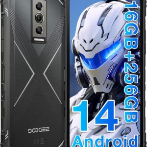 DOOGEE Blade10 PRO Rugged Smartphone 6,56″ 11mm Sottile, 16GB RAM + 256GB ROM (TF 2TB), 50MP+8MP, 5150mAh Octa-Core 4G Telefono Indistruttibile, Android 14 Cellulari, Face ID/NFC/OTC/GPS Nero Argento