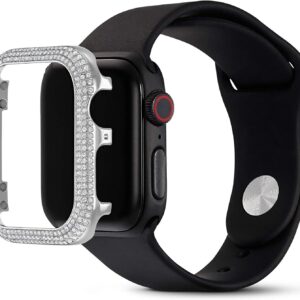 Swarovski Sparkling Cover Compatibile con Apple Watch, con CristalliSwarovski e Montatura in Lega di Zinco, Tono Argentato