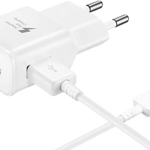 OEM Samsung – Caricatore originale EP-TA200EWE + Cavo EP-DR140AWE (5 V-2 A, 9 V-1,67 A) – per Galaxy S10, S10+, S10e, S9, S9+ (caricatore + cavo di tipo C, bianco) (EPTA200 + DR140 B W)