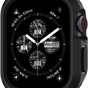 Spigen Cover Rugged Armor Compatibile con Apple Watch Series per 9/8/7 45mm e Series per 6/SE/5/4 44mm – Nero