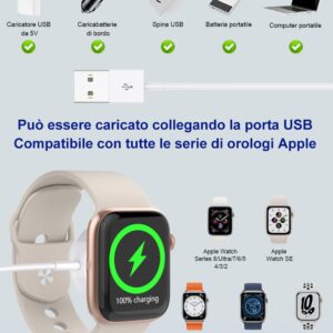 Caricatore Cavo per Apple Watch, Caricabatterie per iWatch Series SE 8 Ultra 7 6 5 4 3 2 1 Caricabatteria Ricarica Carica Orologio Charger USB Cable 1m