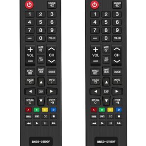 2 Pezzi Telecomando Universale per Samsung Smart TV, BN59-01199F Sostitutivo Telecomando, Compatibile con Samsung Smart TV LCD LED HDTV 3D 4K, Nessuna Configurazione, Telecomando TV Universale