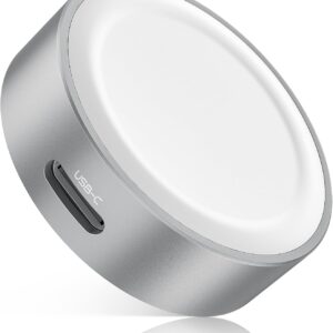 RUXELY Caricatore Magnetico per Apple Watch S9,Doppia Porta (Riutilizzare il Cavo Ricarica USB C/i/Phone) Caricabatterie wireless iWatch portatile per tutte le serie Apple Watch S8 S7 S6 Ultra