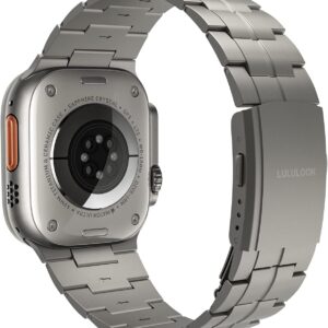 LULULOOK Cinturino Titanio per Apple Watch Ultra 2, in Titanio Grado 2, Chiusura Pieghevole, Leggero e Anti-Rash, Estetico, Piacevole da Indossare, Cinturino per Apple Watch Ultra (Titanio, 49mm)