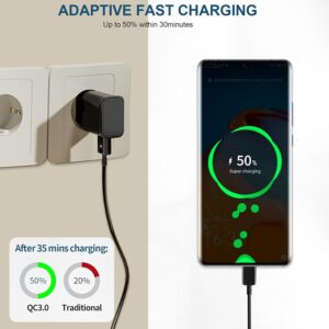 Caricabatterie per Samsung Galaxy A54 A53 A34 A33 A20e A14 A13 5g M54 M53 M34 M33 M14 M13 5g S8 S9 S10 S20 S21 FE Plus Note 8 Originale EP-TA200 Adaptive Fast Charging Caricatore con 2M Cavo, Nero