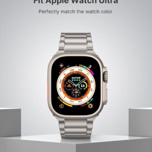 MoKo Cinturino in Titanio Compatibile con Apple Watch Ultra 2 49mm 46mm 45mm 44mm 42mm, Cinturino di Ricambio in Metallo con Chiusura a Doppio Pulsante per iWatch Ultra SE Series 10 9 8 7 6 5 4 3 2 1