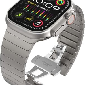 Cinturino Originale Titan Compatibile con Apple Watch Cinturino Ultra/Ultra 2, Se, Serie 10/9/8/7/6/5/4/3/2/1 49mm 46mm 45mm 44mm 42mm 41mm 40mm 38mm, Uomini E Donne Cinturino in Metallo in Acciaio