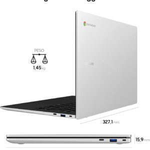 Samsung Galaxy Chromebook Go, Computer Portatile XE340XDA-KA1IT Chrome OS, Processore Intel Celeron, Display Screen 14” Full HD LED, RAM 4GB, Memoria eMMC 64GB, USB-C, Silver (Versione Italiana)