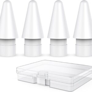 Delidigi 4 Pezzi Punte Apple Pencil 2 & 1, Alta Sensibilità Punte Tips Ricambio Accessori per Apple Pencil 2a 1a Generazione e Apple Pencil Pro/USB C (Bianca)