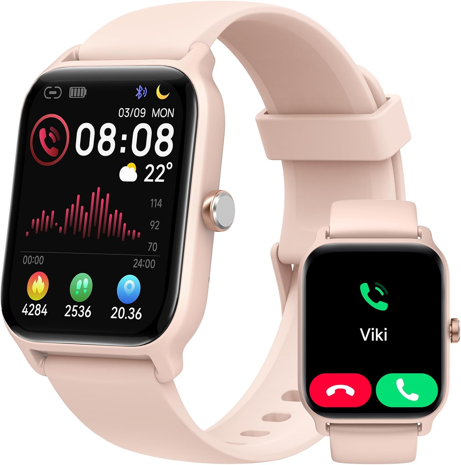 Smartwatch Donna Rispondi/Effettua Chiamate e Alexa, 1.8" Orologio Smartwatch SpO2/Frequenza Cardiaca/Sonno/Stress, Contacalorie/Passi/Distanza, 120 Modalità Sport, Orologio Fitness IP68 Regalo Donna