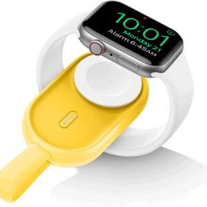 VEGER 1200mAh Caricatore Portatile senza fili compatibile con Apple Watch Serie 9 8 7 6 5 4 3 2 SE Ultra/38/40/42/44mm, Mini Power Bank con cavo USB C integrato