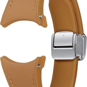 Samsung D-Buckle Hybrid Eco-Leather Band (Slim, S/M) Cinturino in ecopelle per Galaxy Watch4 | Watch5 | Watch6 Series, Camel