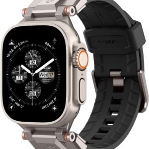Spigen Dura Pro Armor Cinturino Compatibile con Apple Watch per Apple Watch Ultra 2/Ultra 49mm, Series 9/8/7 45mm, Series SE2/6/SE/5/4 44mm e Series 3/2/1 42mm – Nero
