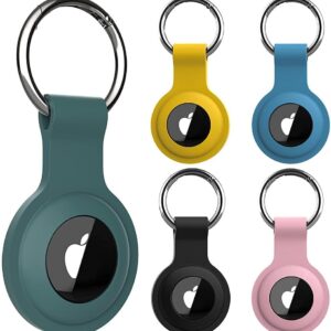 Portachiavi AirTag [Set di 5]- Porta per Airtag Apple – Accessori Porta Air tag per Chiavi – Custodia per Bagagli, Zaini, Animale Domestico, Portafoglio – Airtag Portachiavi