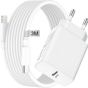 Caricatore iPhone Originale Apple Certificato MFi,20W Caricabatterie iPhone Caricatore USB C Ricarica Rapida Alimentatore iPhone Presa USB C Spina con Cavo Lightning per iPhone 14 13 12 11 Pro Max/X/8