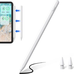 Penna iPad Compatibile con Apple iPad 2018-2024, Penna per iPad con Palm Rejection e Ricarica Wireless,iPad 6~10th、iPad Air 3~5th、iPad Mini 5/6th、iPad Pro 11′ 1~4th、iPad Pro 12.9 3~6th