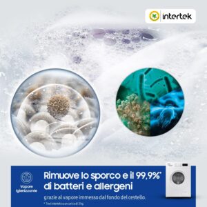 Samsung Lavatrice Slim WW60A3120WE/ET Libera Installazione, 6 Kg, 1200 RPM, Vapore, Carica Frontale, No Wifi, 60l x 85h x 40p cm