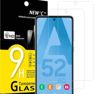 NEW’C 2 Pezzi, Vetro Temperato per Samsung Galaxy A52, A52 5G, A52S 5G, Pellicola Prottetiva Anti Graffio, Anti-Impronte, Senza Bolle, Durezza 9H, 0,33mm Ultra Trasparente, Ultra Resistente