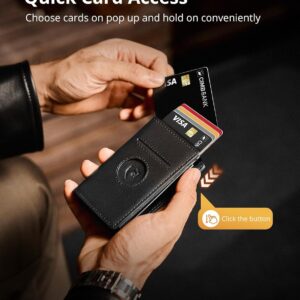 YESIIW AirTag Portafogli da uomo per Apple Air Tag, con blocco RFID, portafoglio in pelle da uomo, con porta carte di credito pop-up con tasca per monete e clip per soldi, regali per uomini, nero
