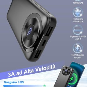 Power Bank 10000mAh, Sottile Powerbank 5V/3A Ricarica Rapida USB C Ingressi e Uscite, Potente Caricatore Portatile con Cavi Integrati, Caricabatterie Portatile per iPhone Samsung Cellulare Tablets ecc