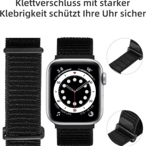 Maledan Nylon Cinturino Compatibile con Apple Watch Cinturino 42mm 44mm 45mm 49mm 38mm 40mm 41mm, Regolabile Sport Cinturino Compatibile con iWatch Series 9 8 7 6 5 4 3 SE, 42mm/44mm/45mm/49mm, Nero