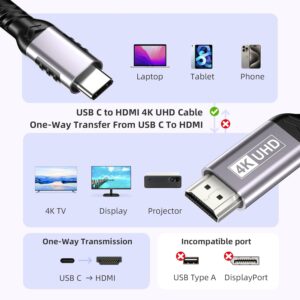 lalasis USB C To HDMI 1,8M,Cavo HDMI USB C 4K UHD Thunderbolt 3/4 Compatibile per iPhone 15 Pro/Max,MacBook Pro/Air,iMac,iPad Pro/Air,Samsung Galaxy S23/S22/S10,Huawei P40 /P30,Dell XPS Grey