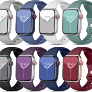 Mastten 8 Pezzi Cinturino Compatibile con Apple Watch Cinturino 42mm 44mm 45mm 49mm, Cinturini Sportivi in Silicone Morbido per Apple Watch Serie 8/7/ iWatch Serie Ultra 9 8 7 6 5 4 3 2 SE,ColoreScuro