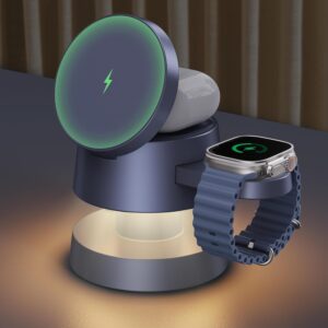iVANKY per iPhone 16/15/14 Series Pro Max Caricatore, Wireless Station Cube 4 in 1 con Luce Notturna per MagSafe Charger, 22.5W Stazione di Ricarica Rapida per Apple Watch Ultra, per AirPods Pro/3/2