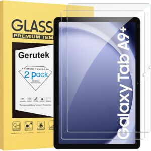 Gerutek 2 Pezzi Pellicola Protettiva per Samsung Galaxy Tab A9+ / A9 Plus 11 Pollici 2023, SM-X210/X215/X216/X218 Vetro Temperato per Galaxy Tab A9+ 11” [Facile Installazione][9H]