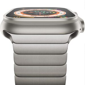 NewWays Cinturino in metallo per Apple Watch, 49 mm, 45 mm, 44 mm, 42 mm, compatibile con iWatch Ultra Series 8/7/6/5/4/3/2/1/SE (2022/2020), titanio