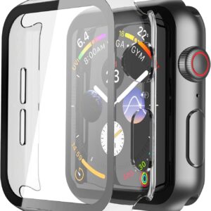 Misxi [2 Pezzi] Trasparente Cover Apple Watch Series 6 / SE/Serie 5 / Series 4 Con Vetro Temperato 40mm, Custodia Rigida iWatch Protezione Totale Ultra Sottile HD Clear Pellicola Protettiva
