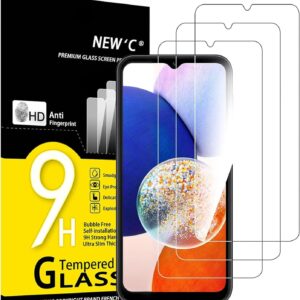 NEW’C 3 Pezzi, Vetro Temperato per Samsung Galaxy A14 4G/5G, M14 5G, Pellicola Prottetiva Anti Graffio, Anti-Impronte, Senza Bolle, Durezza 9H, 0,33mm Ultra Trasparente, Ultra Resistente