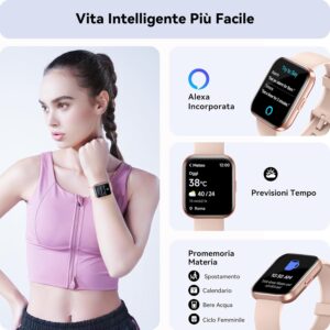 ENOMIR Smartwatch Donna con Chiamate, 1,8″ Orologio Smartwatch Uomo con Fare Chiamate, Cardiofrequenzimetro, SpO2, Sonno, Contapassi, Alexa Integrata, Fitness Orologio Digitale con Android/iOS