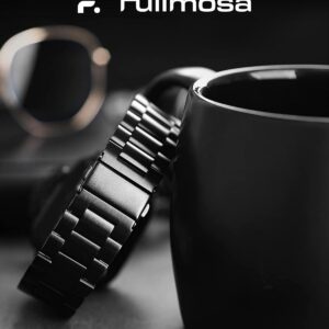 Fullmosa Cinturino per Apple Watch 45mm/44mm/42mm, Cinturino in Acciaio Inossidabile Compatibile con Apple Watch Serie 9 8 7 6 5 4 3 2 1, Apple Watch SE 2/ SE, per Uomo e Donna, Nero