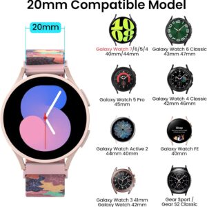 Delidigi 20mm Cinturino Compatibile con Samsung Galaxy Watch 7/6/5/4/FE 40mm 44mm/Watch 6 Classic 43mm 47mm/Watch 5 Pro 45mm/Watch 4 Classic 42mm 46mm/Watch 3 41mm, Nylon Regolabile Sport Cinturino