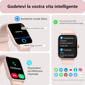 Smartwatch Donna Rispondi/Effettua Chiamate e Alexa, 1.8″ Orologio Smartwatch SpO2/Frequenza Cardiaca/Sonno/Stress, Contacalorie/Passi/Distanza, 120 Modalità Sport, Orologio Fitness IP68 Regalo Donna